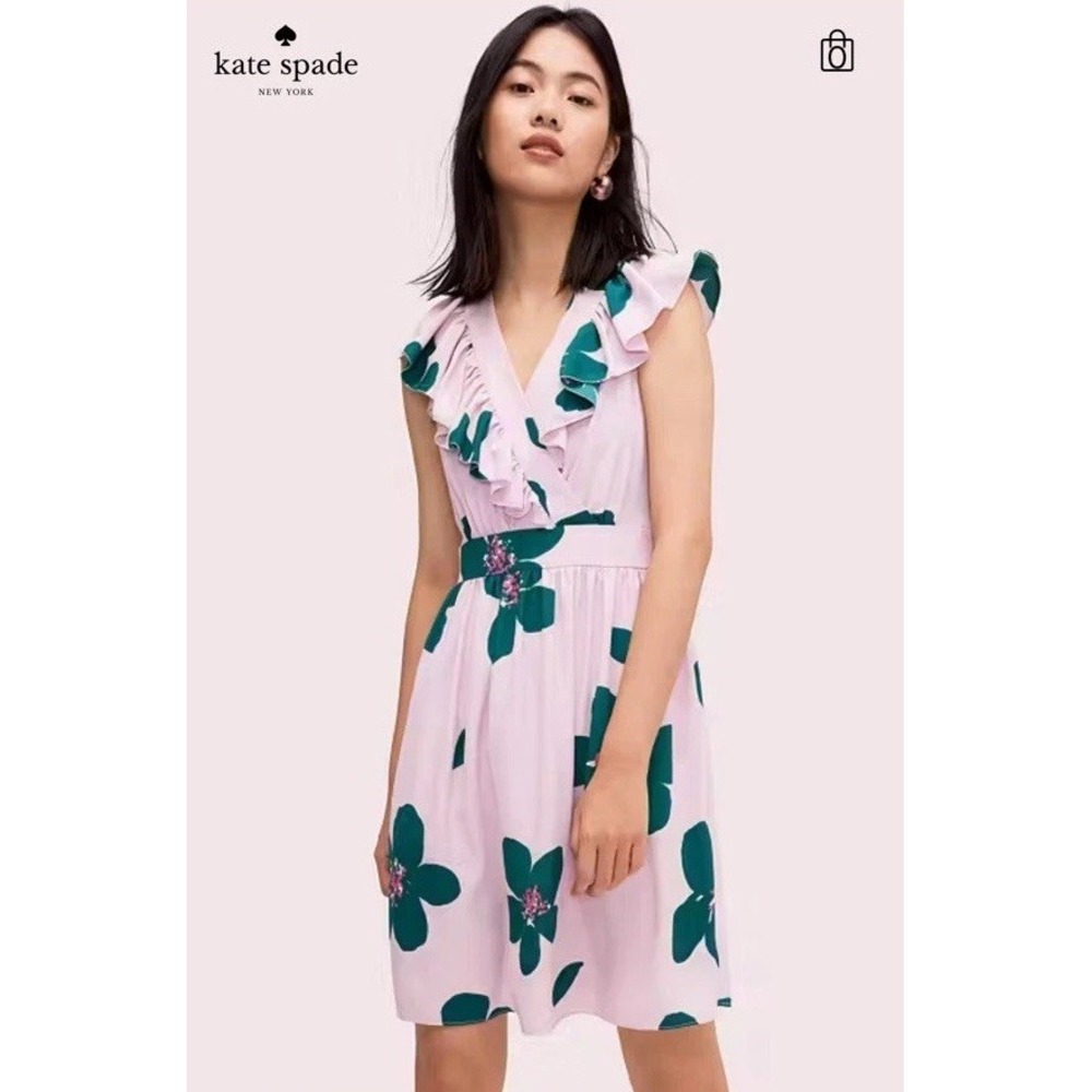 Kate Spade Grand Floral A-line Pink Dress Women's 10 NWOT